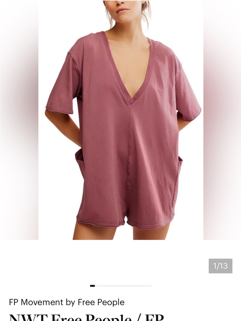 Free People Relaxed V-Neck Tunic Top in Dusty Mauve